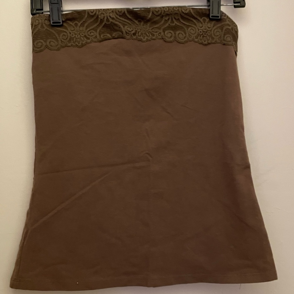 Express brown with lace trim tube top. Size Small